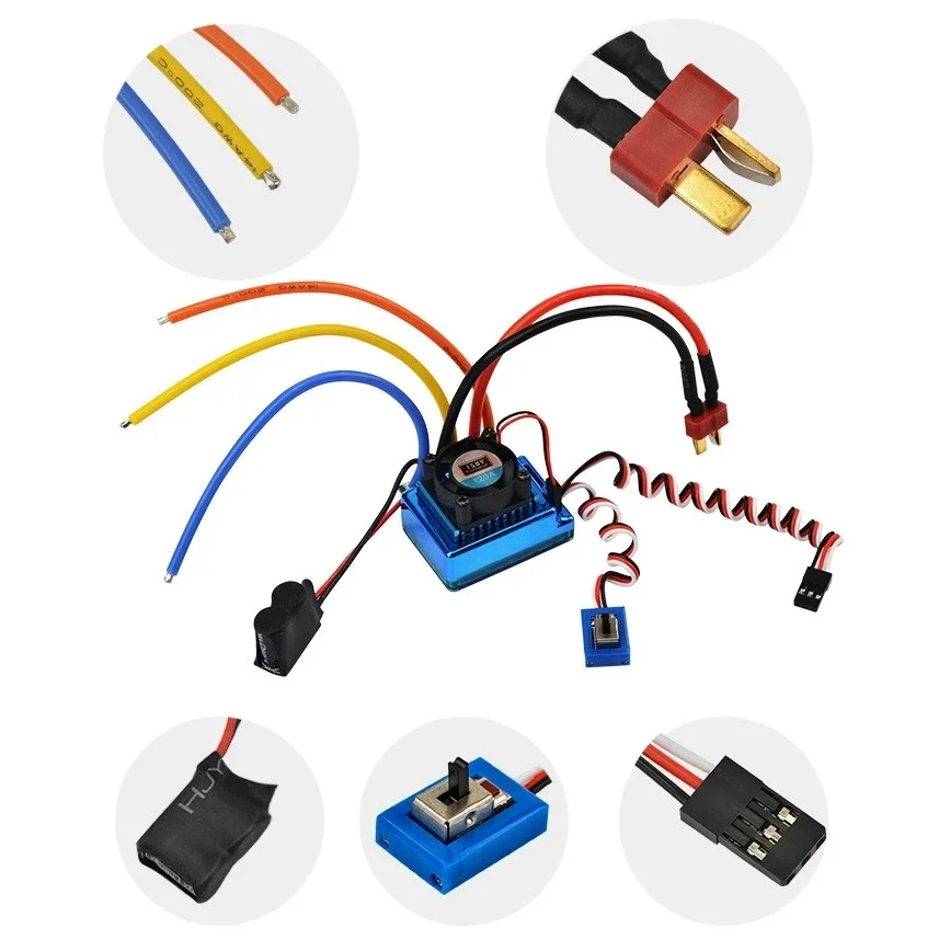 

120A ESC High Quality 120A Sensored BEC Brushless Speed Controller with ESC for 1/8 1/10 1/12 Car Crawle