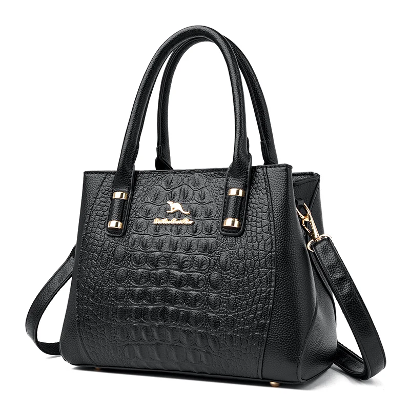 حقيبة كتف نسائية كلاسيكية منقوشة على شكل تمساح PU...