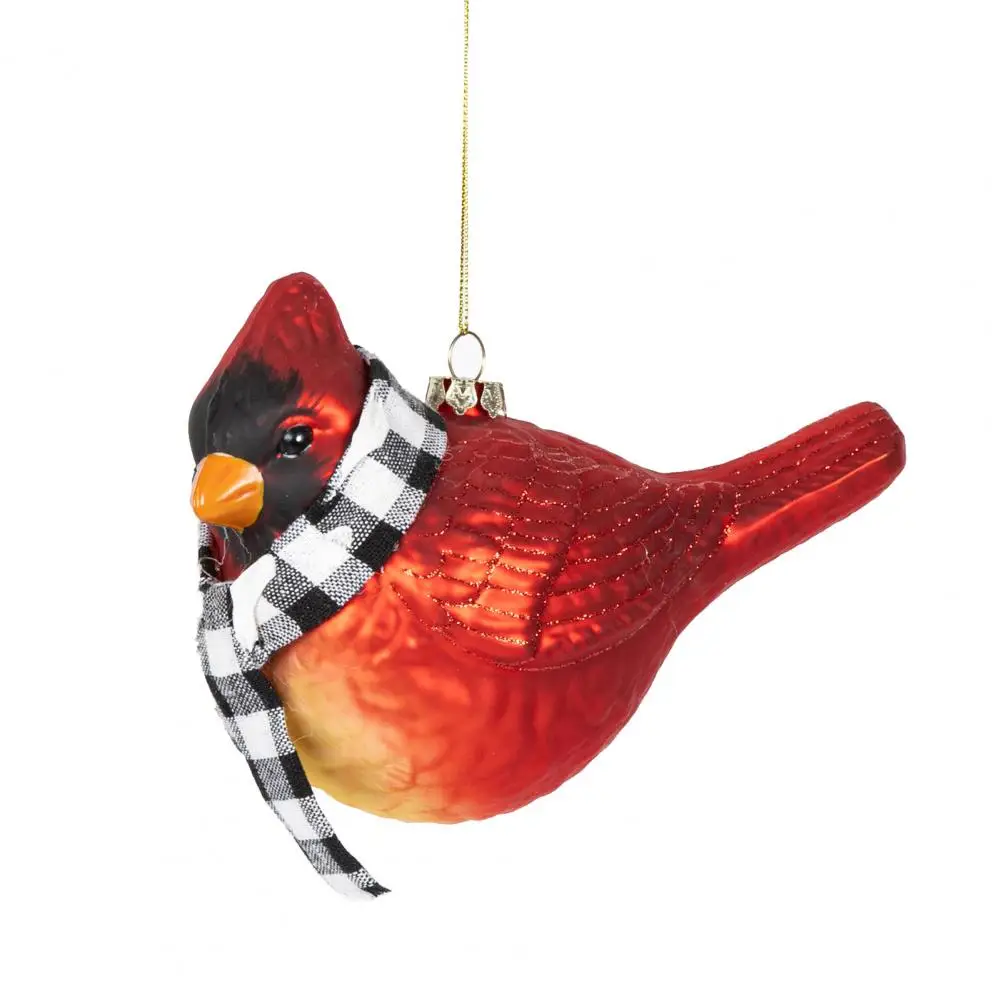 

Glass Christmas Bird Decoration Holiday Bird Pendant Reusable 3d Glass Christmas Bird Hanging Decoration with Plaid Scarf
