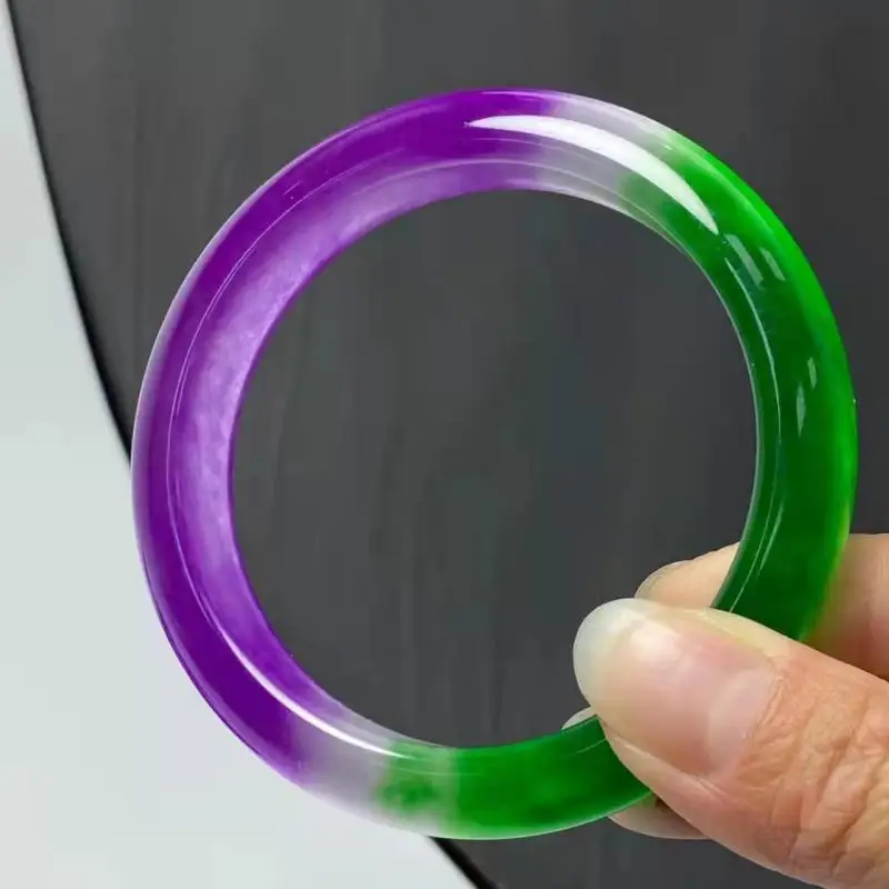 

Grade A Certified Jade Bangles Purple Green Natural Stone Bracelet Women Fine Jewelry Accessories Genuine Myanmar Jadeite Bangle