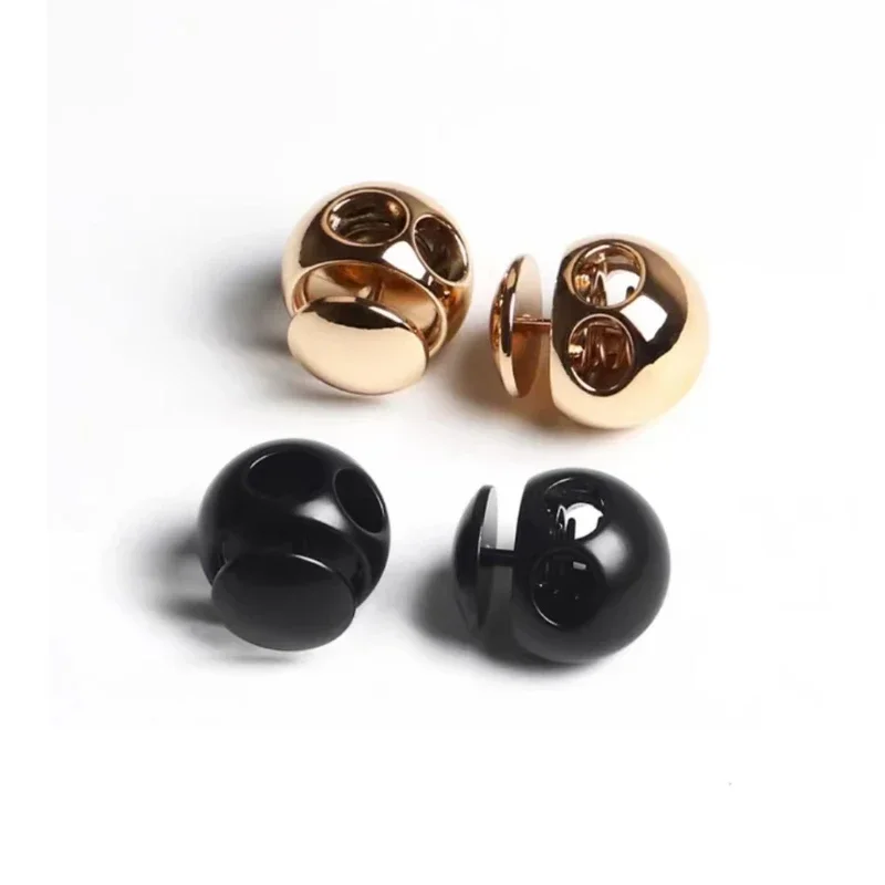 Creative Round Cord Stoppers Gold Color Metal Adjustable 2-hole Lock for Elastic Cord 10pcs Clothing Accessories Detachable Stopper Cord Lock Stopper Cord Stopper Cord Lock Cord End Lock