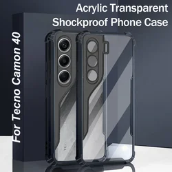 Acrylic Transparent Shockproof TPU+PC Hybrid Hard Back Cover with Airbags for Camon 40 Pro 4G (Black)
