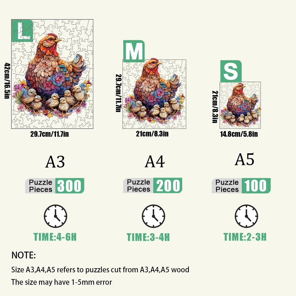 Color Chicken Animal Wooden Jigsaw Puzzle Adult Montessori Games Party Holiday Educational Gifts Kids Wood Jigsaws Toys jigsaw puzzles wooden jigsaw puzzles wooden puzzle toys