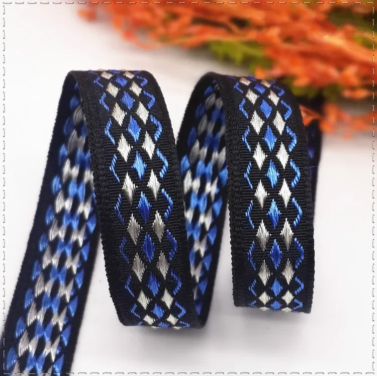 High quality 12mm single face Woven Jacquard grosgrain ribbon DIY handmade Clothing backpack decorative ribbon (5/10meter/lot)