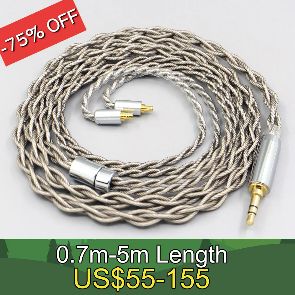 

99% Pure Silver + Graphene Silver Plated Shield Earphone Cable For Sennheiser IE100 IE400 IE500 Pro 4 core 1.8mm LN007921