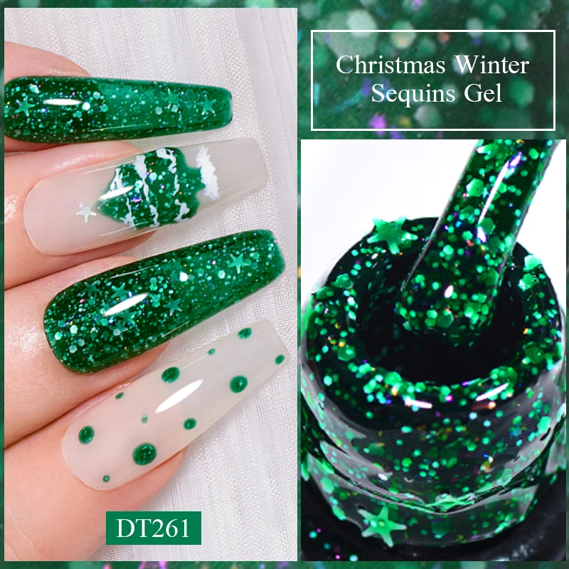 Treffen Sie sich über 7ml Weihnachten Seris Gel Nagellack Winter grün rot Pailletten Gel politur für Maniküre UV LED Gel Lack Nail Art