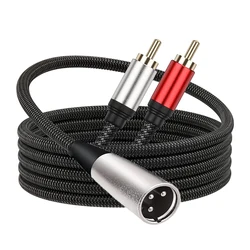Dual RCA to XLR Stereo Audio Interconnect Cable - Y Splitter for Speaker, Microphone, and Mixer (XLR Male to 2RCA)