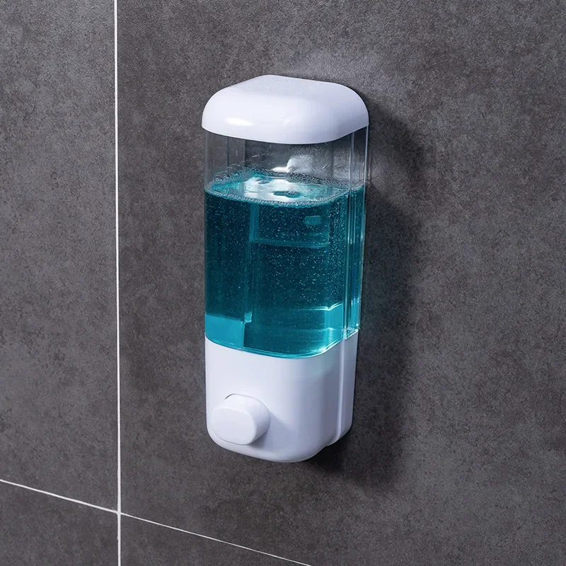 New Bathroom Non-punching Manual Press Soap Dispenser Wall Hanging Traceless Paste Disinfectant Bottle Transparent Divided 4