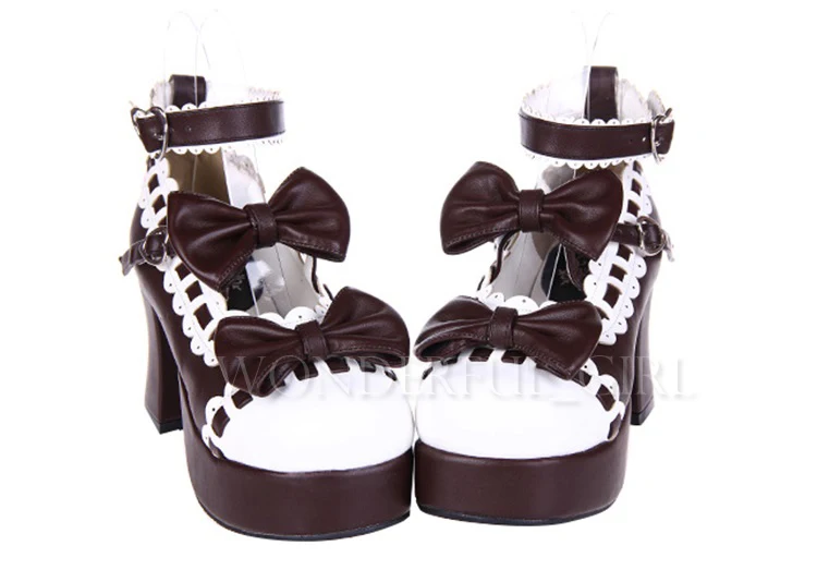 Neue japanische Stil Lolita Schuhe Dienstmädchen Cosplay Mädchen Prinzessin High Heels Damen Schuhe mit Schleife Größe 35-47 15