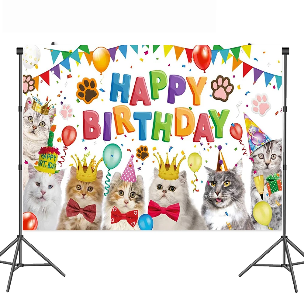 Sensfun Desenhos Animados Criança Festa De Aniversário Foto Pano De Fundo  44 Gatos Tema Fotografia Estúdio Personalizar Nome Banner Photocall -  Fundos - AliExpress