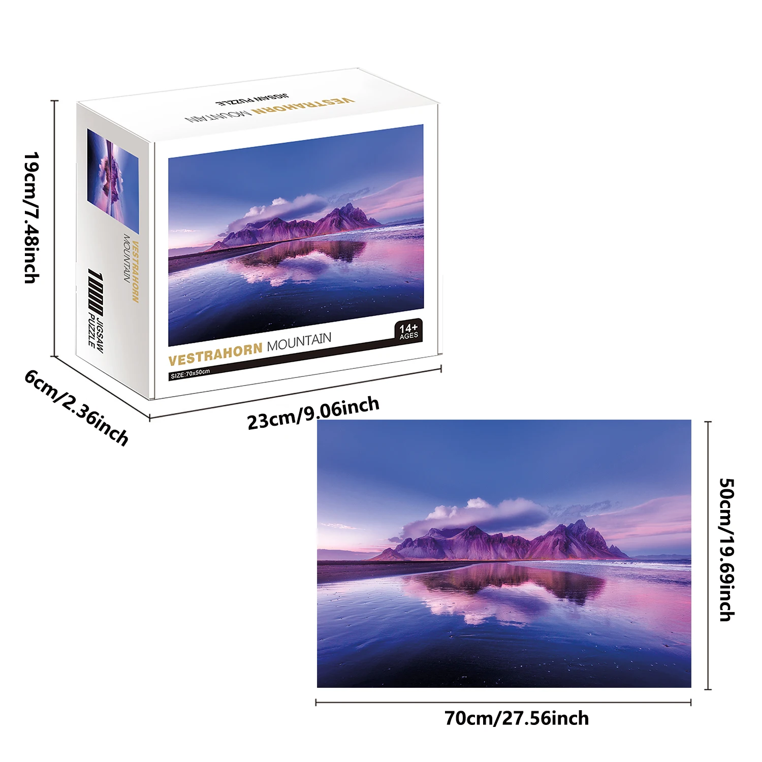 1000 Pieces Vestrahorn Mountain Jigsaw Puzzle Home Decor Adults Puzzle Games Family Fun Floor Puzzles Educational Toys for Kids 2