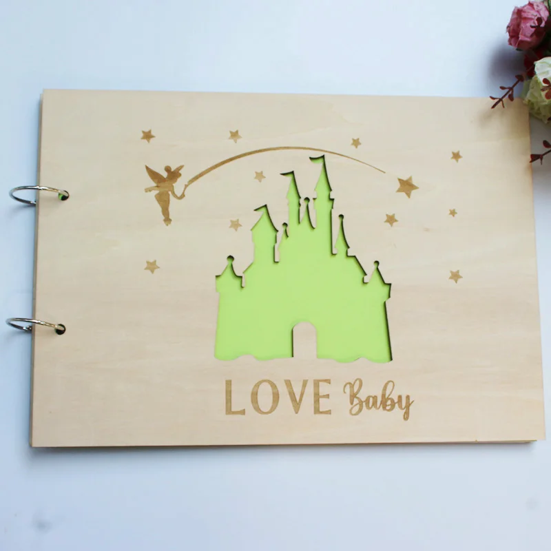 Personalised Wooden Guest Book, Handmade Photo Album Scrapbook Anniversary Wedding Memory Mother's Day Gift Baby Shower Favors