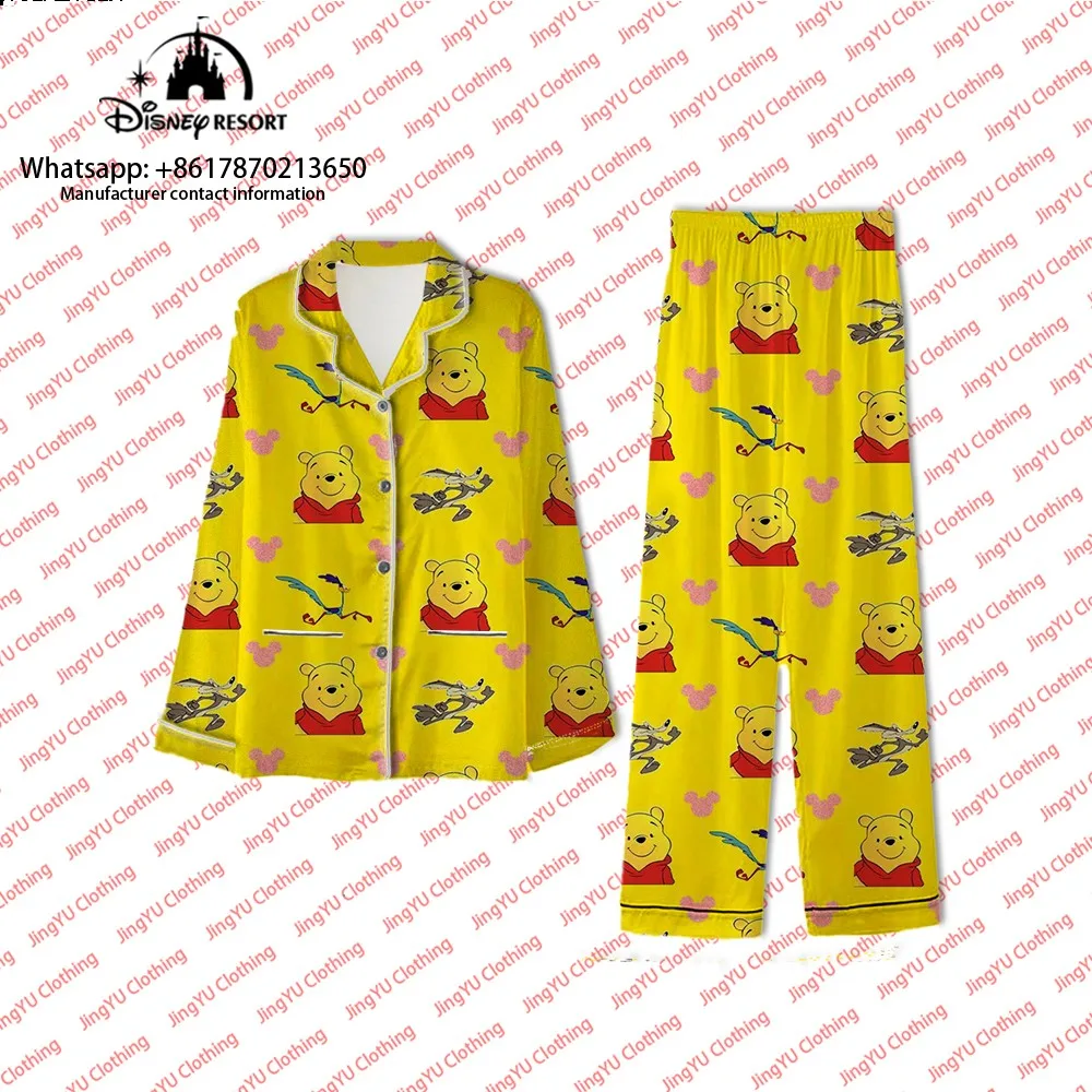 2023 New Autumn Casual Two-piece Mickey and Minnie Cartoon Printed Long Sleeve Long Pants Women's Pajamas Set Home Pajamas