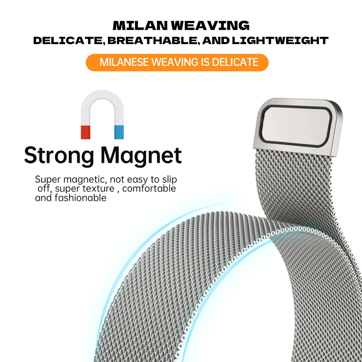 Stainless Steel Milanese Loop Magnetic Bracelet Wristband