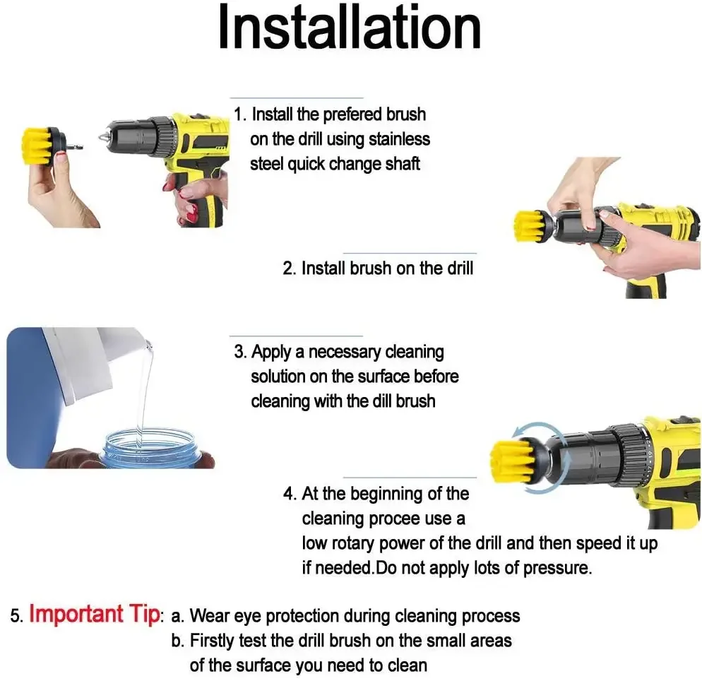 Electric Drill Scrubber 2/3.5/4/5'' Electric Drill Scrubber Brush Power Brush Set Kit Car Soft Drill Kit Bathroom Kitchen Auto Care Cleaning Tools
