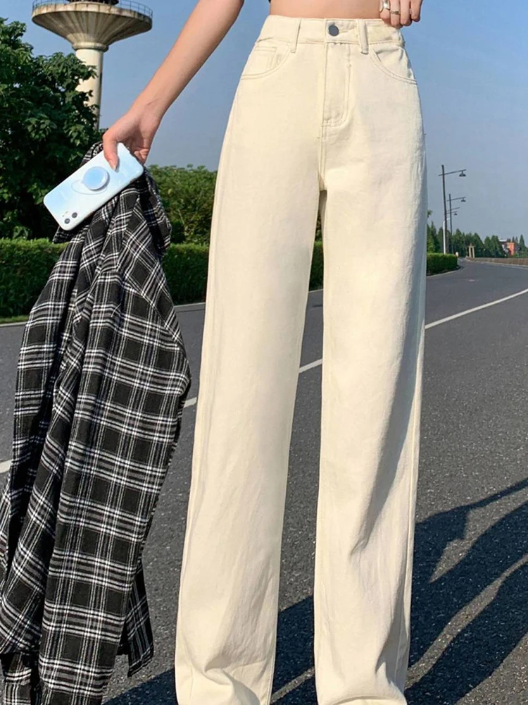 816485-67bc64.jpg Woman High Waist Wide Leg Jeans Girls Casual Denim Straight Leg Pants Female White Black Blue Light Blue Beige Loose Trousers - Image 1