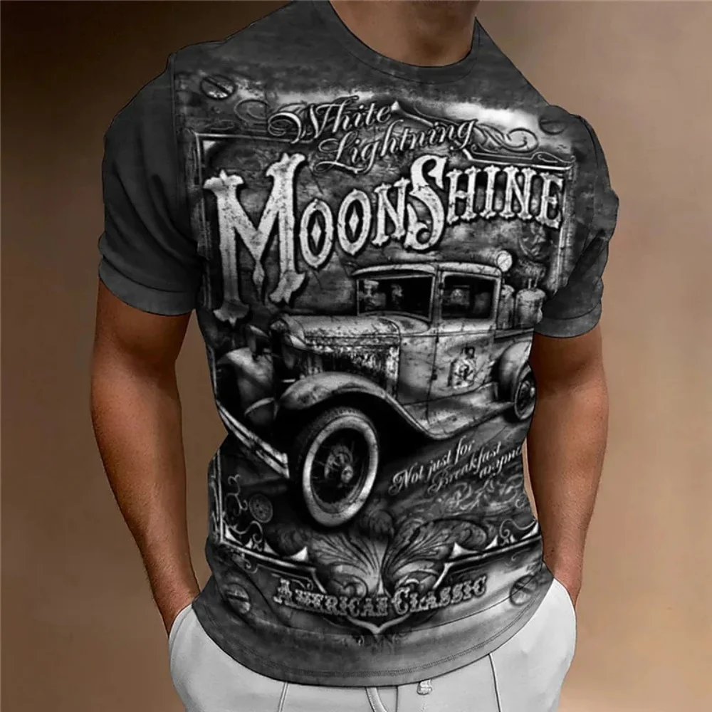 오토바이 티셔츠 남자 3D 인쇄 짧은 소매 빈티지 클래식 TShirt For Mens Street Ride 바이커 셔츠 탑 오버 사이즈 티셔츠