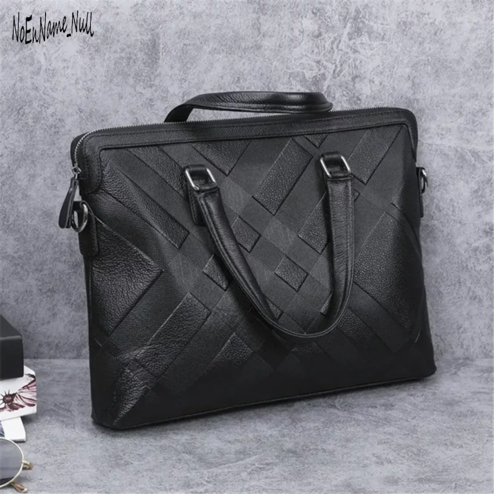 

Luxury brand embossed pattern men's leather bag handbag real cowhide briefcase fashion shoulder bag male work business bags