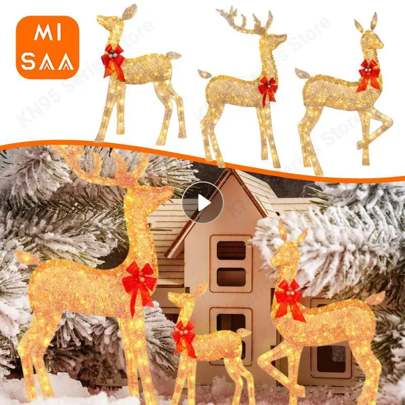 

Christmas Elk Deer with Lights Merry Christmas Decoration Flat 2D for Home Glowing Reindeer Outdoor Yard Ornament 2024 New Year