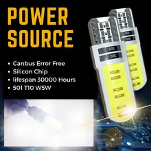 오류 없는 캔버스 자동차 인테리어 조명, 돔 맵 문짝 번호판 조명, 20 팩 T10 LED 전구, 501 W5w