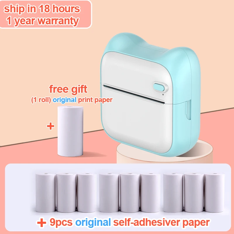 mini inkless printer Portable Thermal Printer Mini Printer Paper Photo Pocket Printer 57mm Printing Wireless BT 203dpi Android IOS Thermal Printers mini photo printer for mobile Printers