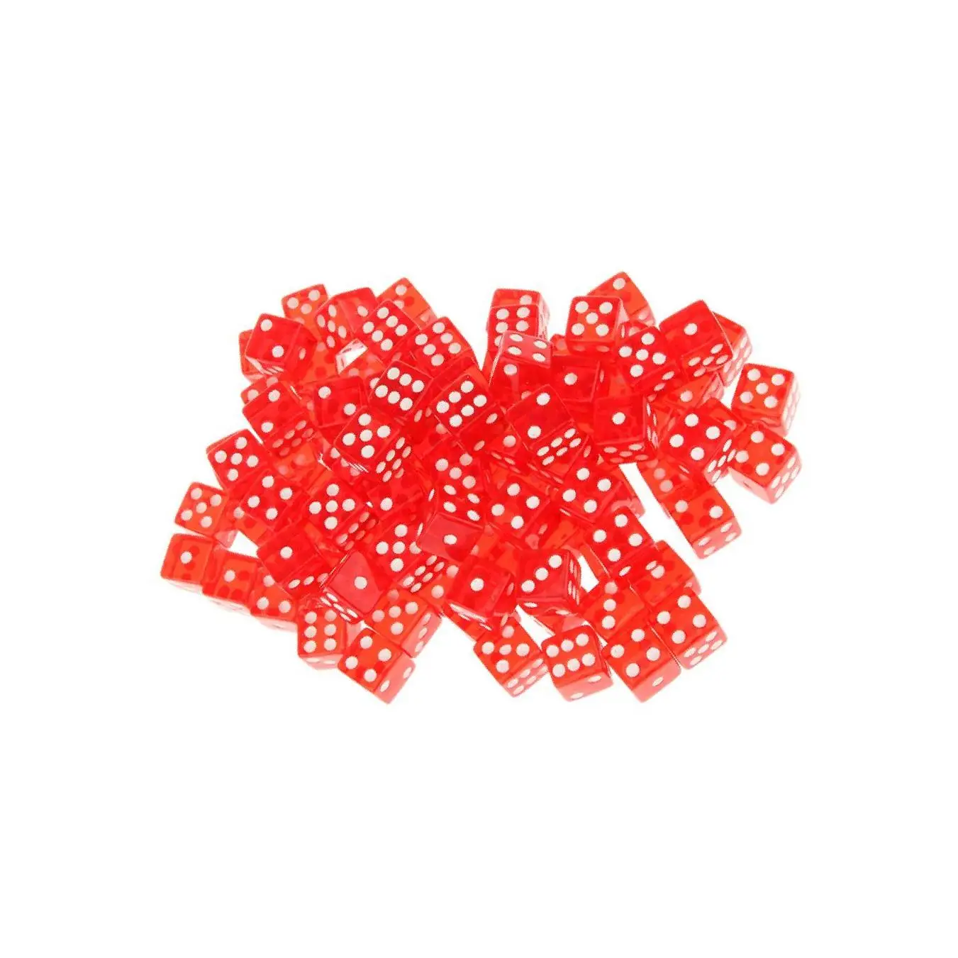 

100 x Translucent 16mm Six Sided Spot Dice RPG Games Red