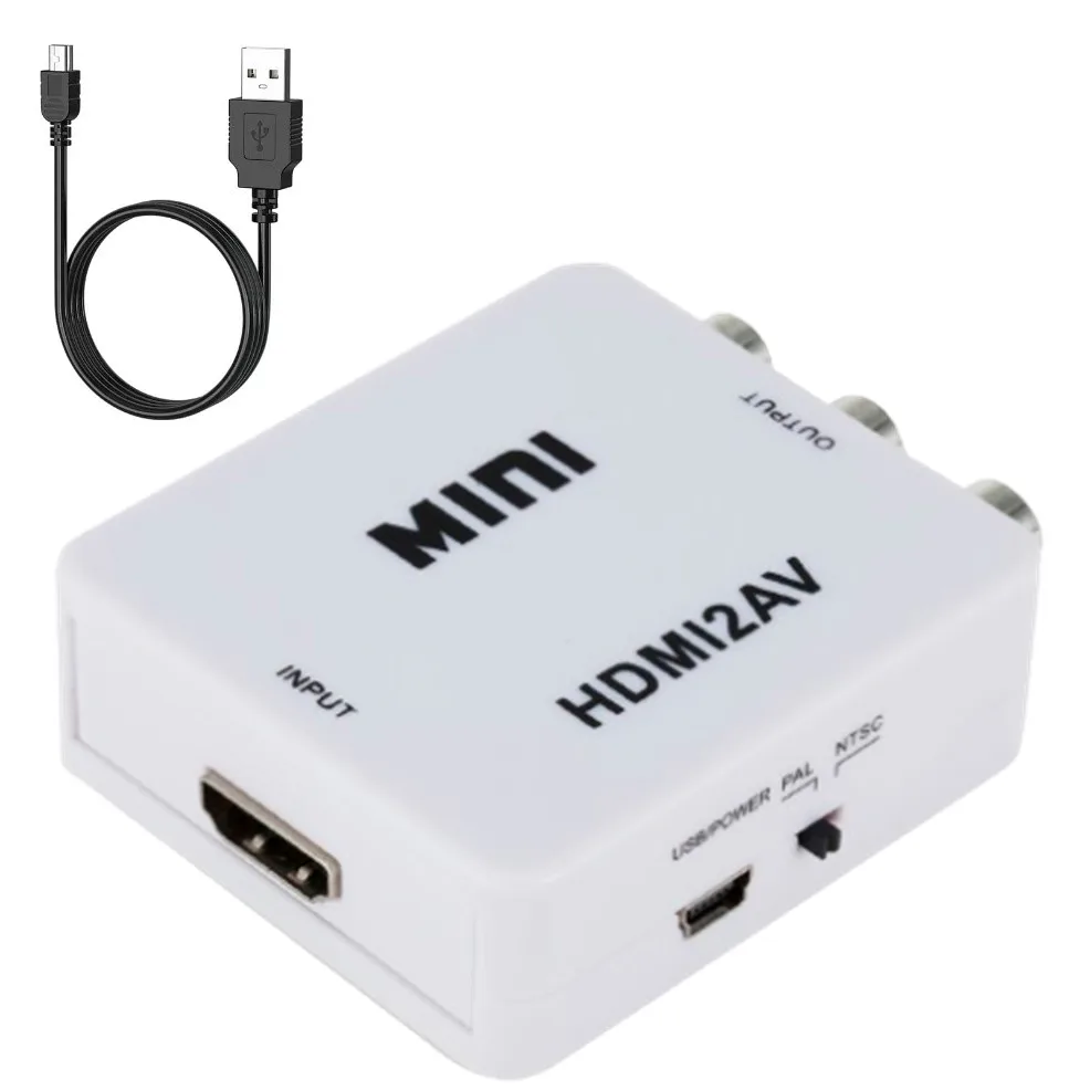 محول HDMI إلى AV محول HDMI إلى RCA يدعم PAL/NTSC لـ Apple TV Roku Fire Stick، مشغل DVD Blu-ray جهاز عرض تلفزيوني قديم