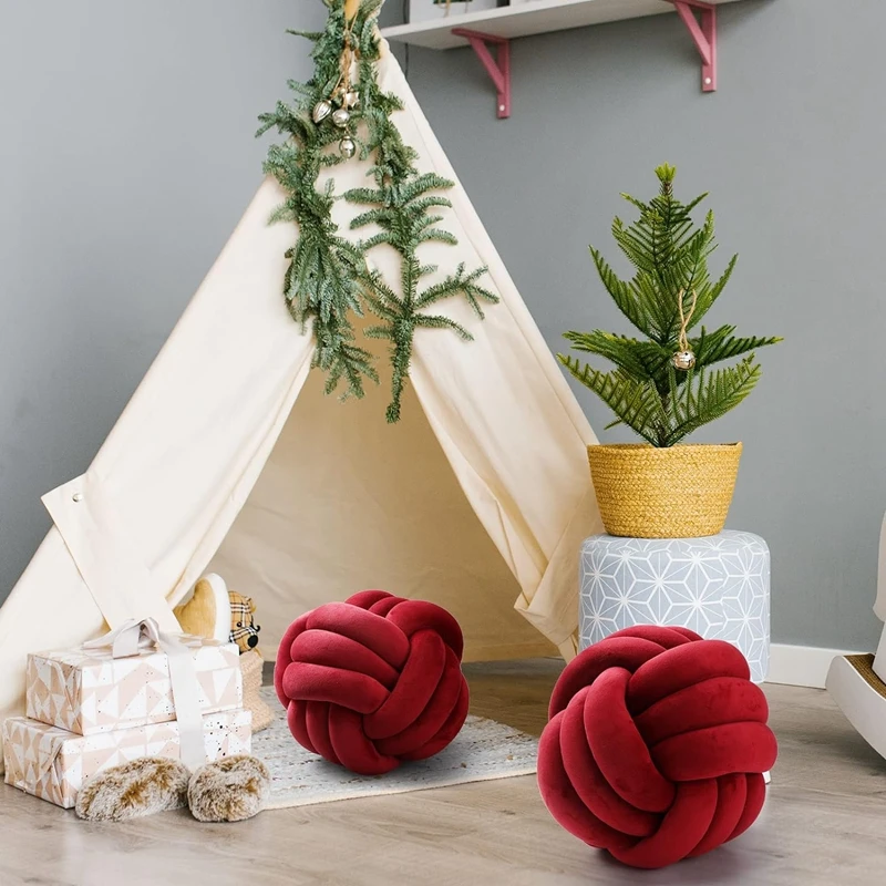 Inyahome nodo cuscino palla natale verde rosso rosa cuscino decorativo cuscino da pavimento con morbido peluche per la decorazione del divano per la casa  15