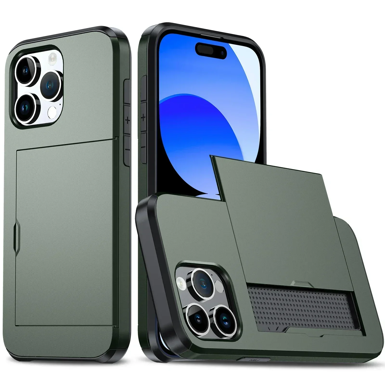 Premium Wallet Card Holder Protective Phone Case - Slim, Heavy Duty, Slide Slot Design