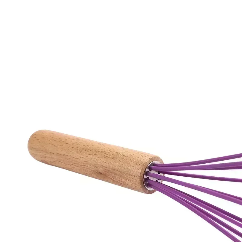 1PCS Silicone Egg Beater Whisk Wooden Handle Kitchen Hand Egg Beater Gadgets Kitchen Tools Baking Accessories  Kitchen Gadgets