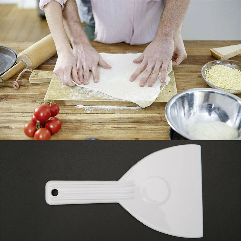 

High Quality DIY Baking Kitchen Chocolate Trimming Shovel White Handle Plastic Scraper Butter Dough Cutter Hot Sale