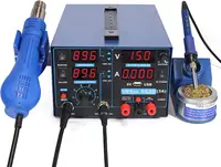 Three Tools- Soldering Station, Hot Air Rework Station and Power Supply 0~3A, 0-15V with output and test modes 2