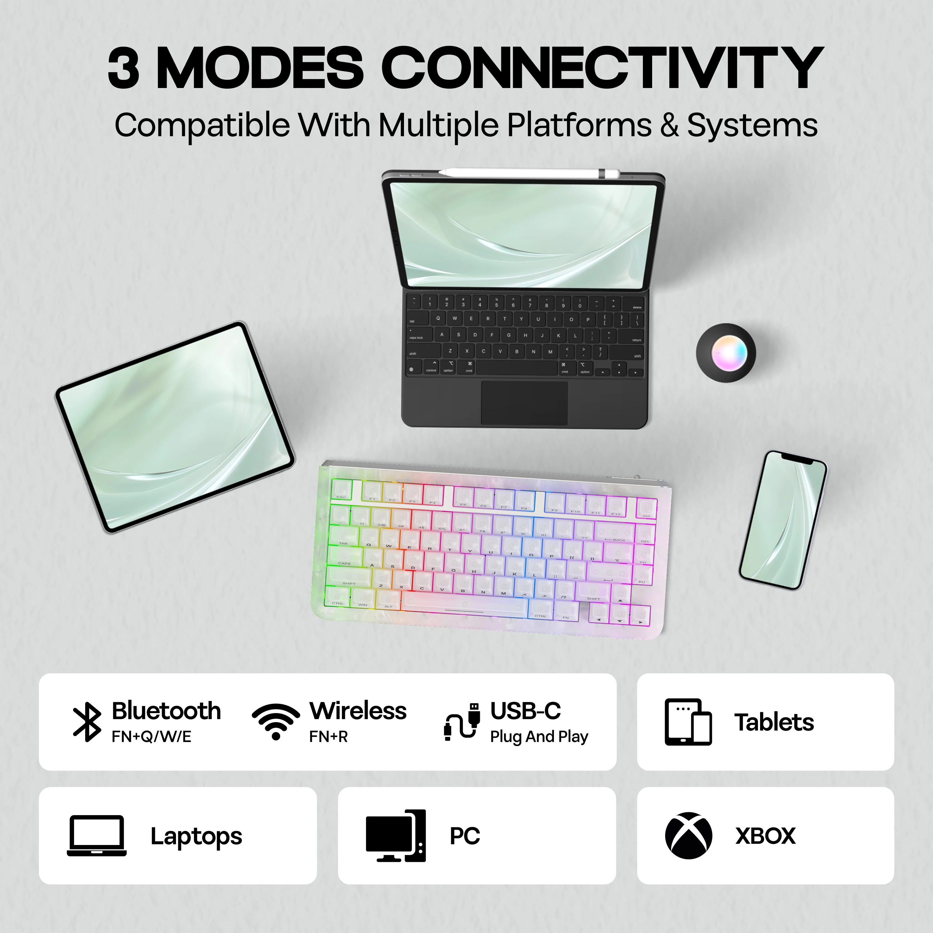 KiiBOOM Jade75 QMK/VIA 75% ホットスワップ トレイマウント有線/BT 