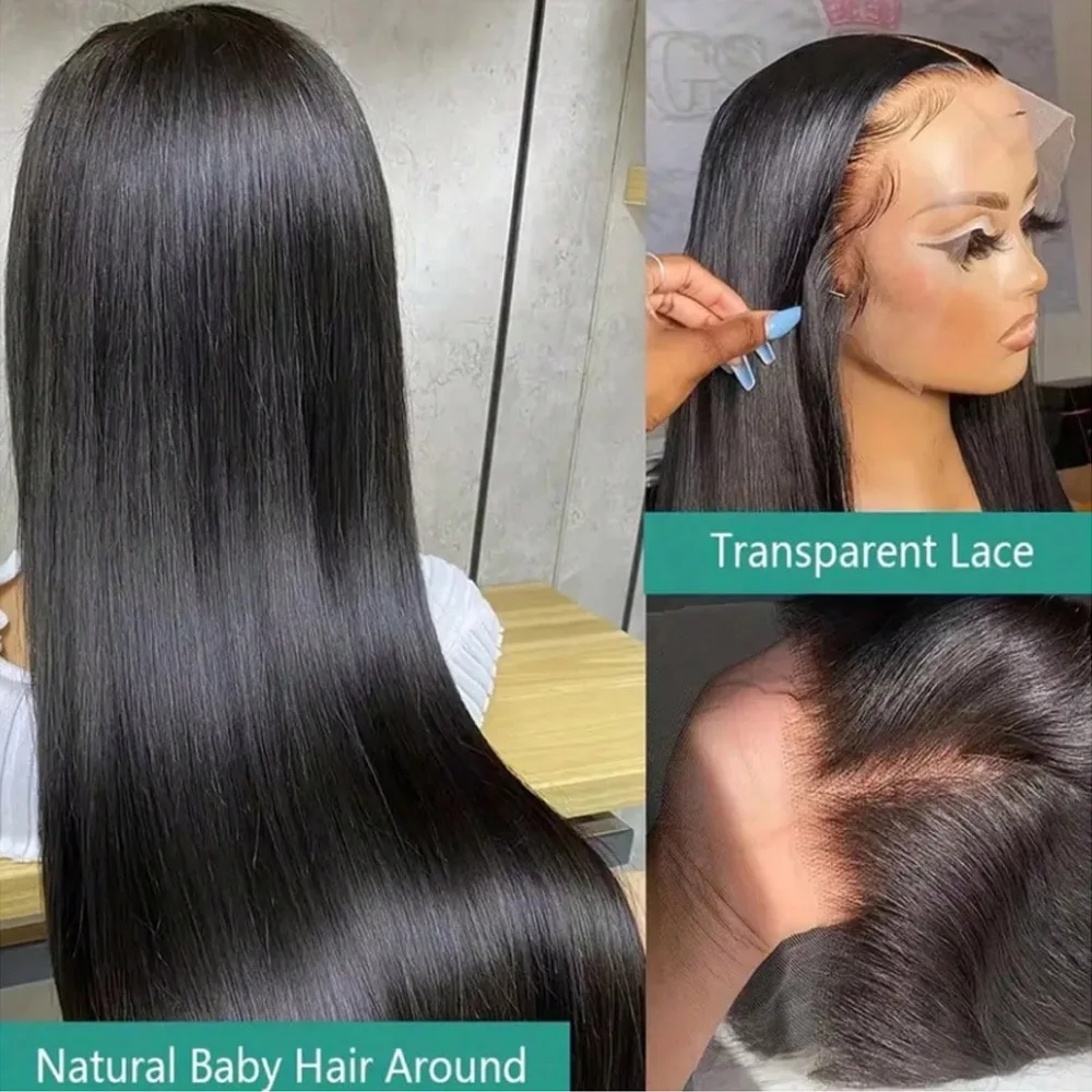 28 Inch Straight 13x4 Lace Front Wigs Human Hair with Baby Hair for Women Straight HD Transparent Lace Frontal Wigs Human Hair