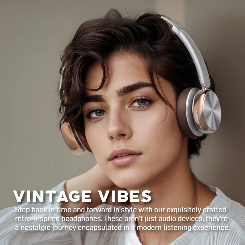 Sansui DT11 ANC Draadloze Bluetooth 5.4 Hoofdtelefoon -45dB Actieve Ruisonderdrukking Headsets 50H Speeltijd Over Ear Retro Oortelefoon - Afbeelding 2