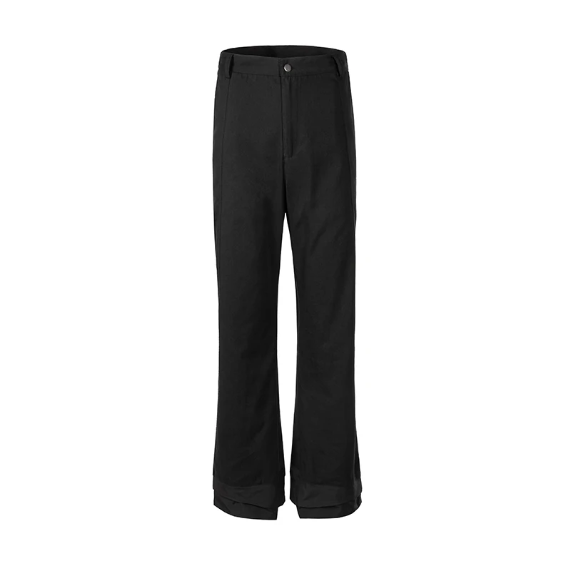 High Street Splice Shaped Vibe Style Micro Flare Pants for Men Straight Black Baggy Casual Cargos Y2K Harajuku Hip Hop Trousers