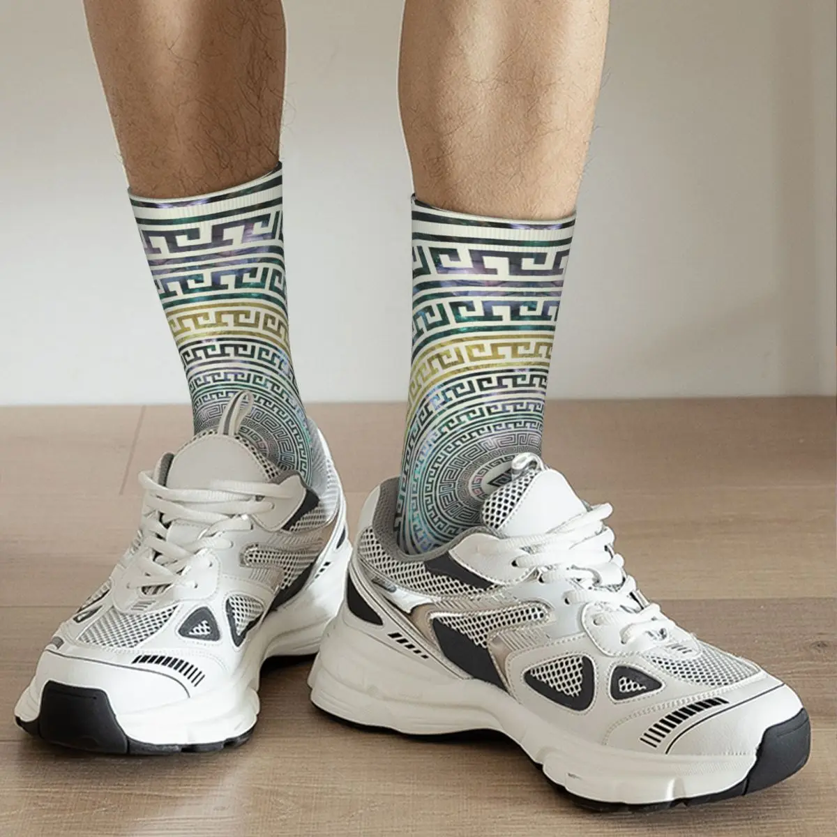 Circular Greek Meander Pattern - Greek Key Ornament Adult Socks Unisex socks,men Socks women Socks circular egyptian ornament adult socks unisex socks men socks women socks