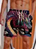 2024 Summer 3D Printed Ukiyo-E Fierce Dragon Printing Shorts Men's Board Shorts Swim Trunks Drawstring Breathable Short 1