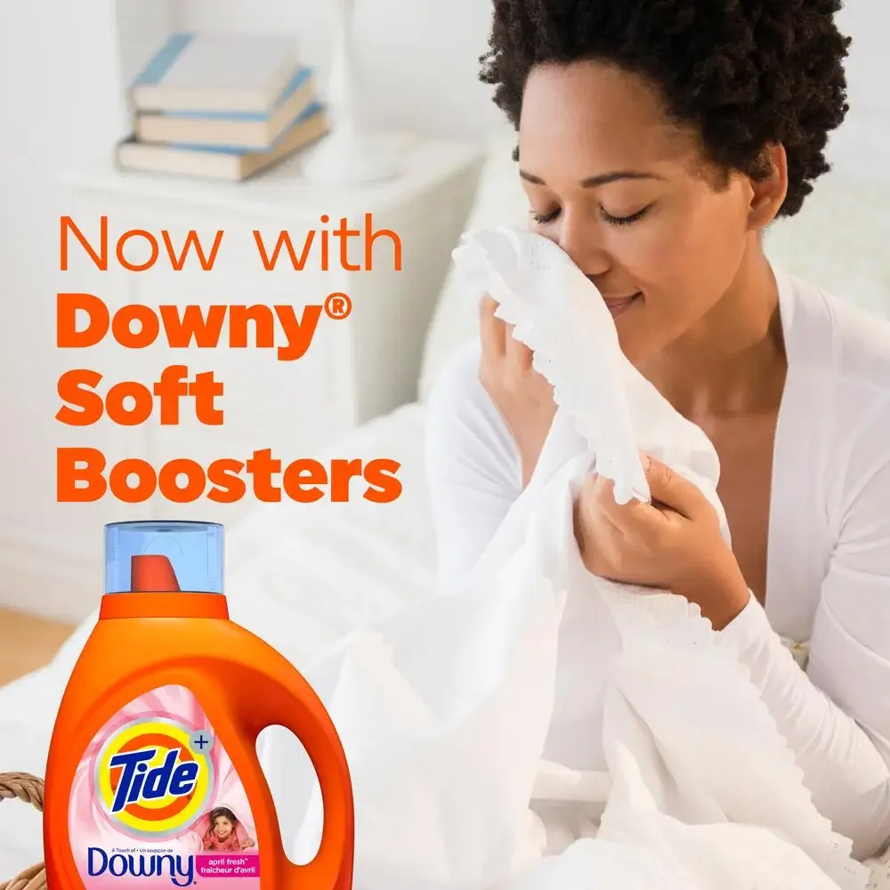 Tide Downy Liquid Laundry Detergent 84 fl oz 59 Loads Heavy-Duty Concentrated Cleanser April Fresh Scent Works Both HE
