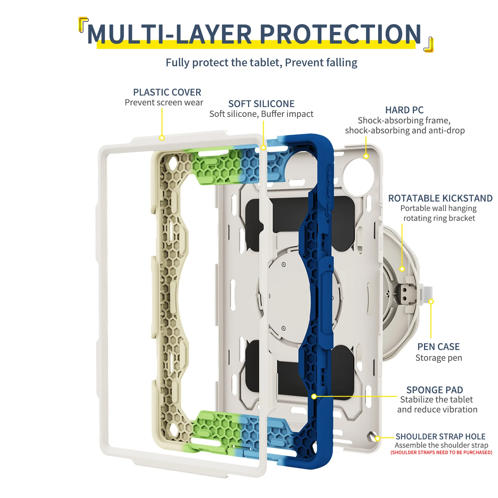 Heavy Duty Shockproof Armor Stand Case with Rotating Handle Grip