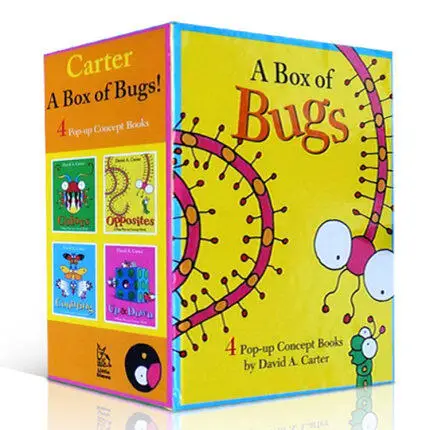 

MiluMilu 4Pcs A Box Of Bugs 4 Pop-up 3D Original English Board Book Popular Colouring Baby Books Story Activity Book For Kids