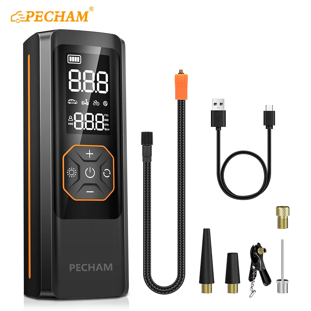 

8000mAh Air Pump 12V Portable Electric Inflator With LCD Dual Screen 4 Smart Modes Car Tire Compressor for Motor E-Bikes Car