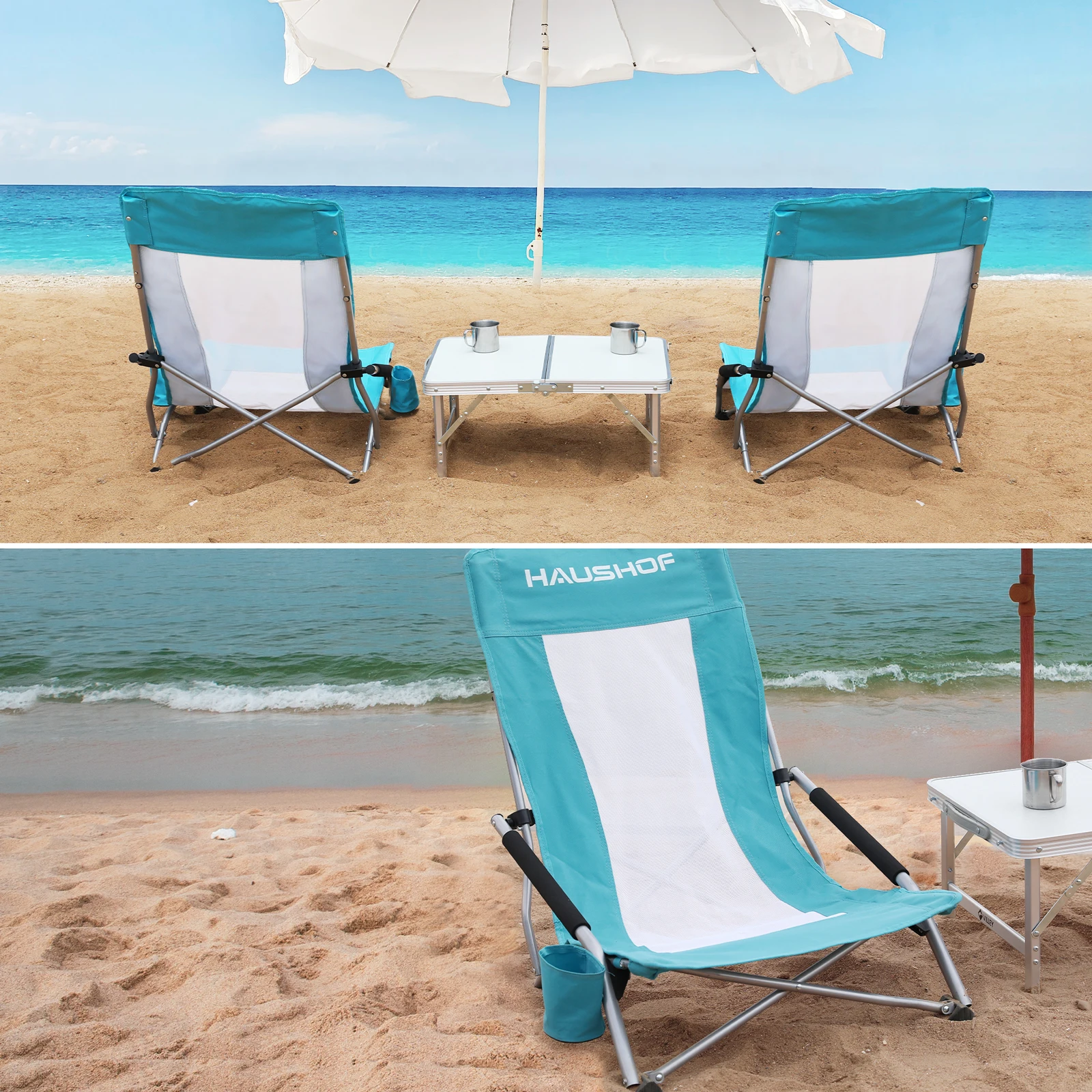Chaise De Plage Basse Pliante - Avec Dossier - Portable - Tissu Oxford Et Aluminium