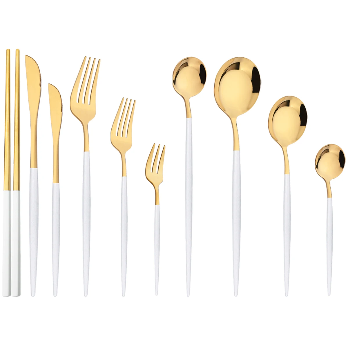 Dinnerware Set Knife Fork Long Handle Spoons Chopsticks Flatware Cutlery Stainless Steel Tableware Silverware 6Pcs cutlery set western style cutlery set picnic cutlery set stainless steel cutlery set picnic tableware camping cutlery set