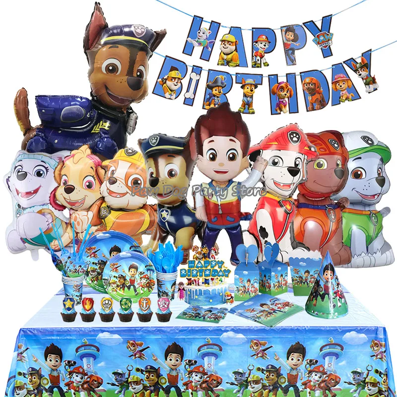 PAW Patrol Birthday Party Decoration New Balloon Set Kids Event Supplies Disposable Tableware Banner Backdrop Gifts Watch