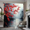 2pcs, spring summer Curtains red plum blossom Sheer Curtains Versatile Polyester Outdoor Decorations Perfect for Bedroom Office 1