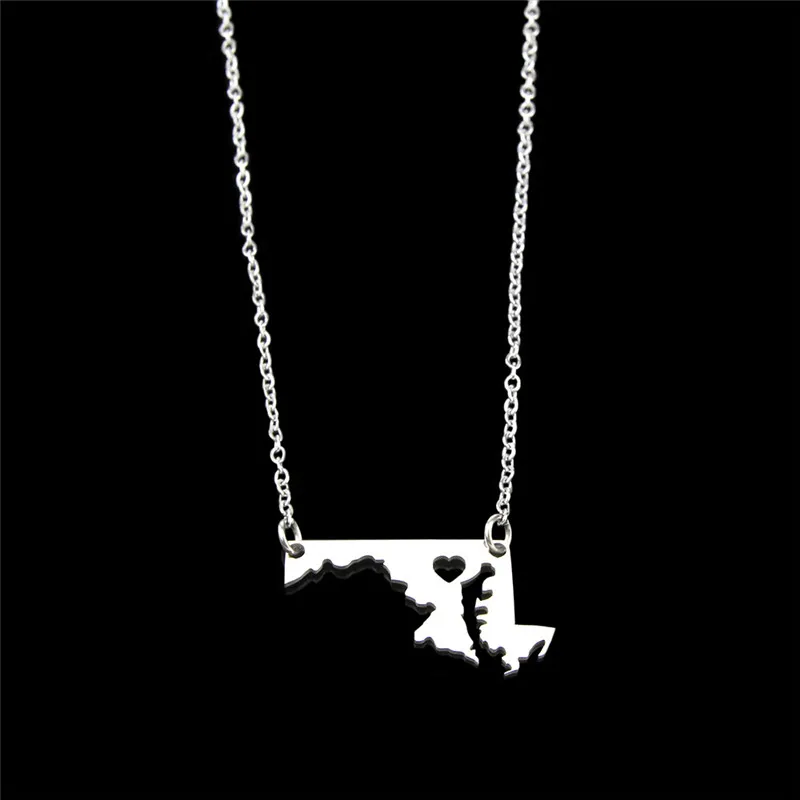 

Europe And The United States Stainless Steel Pendant Necklace Map Of Maryland, USA