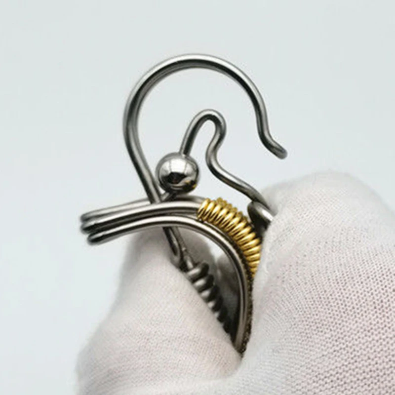Stainless Steel Handicraft Key Ring Hanging Pendant Waist Buckle Yellow Matte Bead Trinket Car Keyring Men Small Gift Decoration