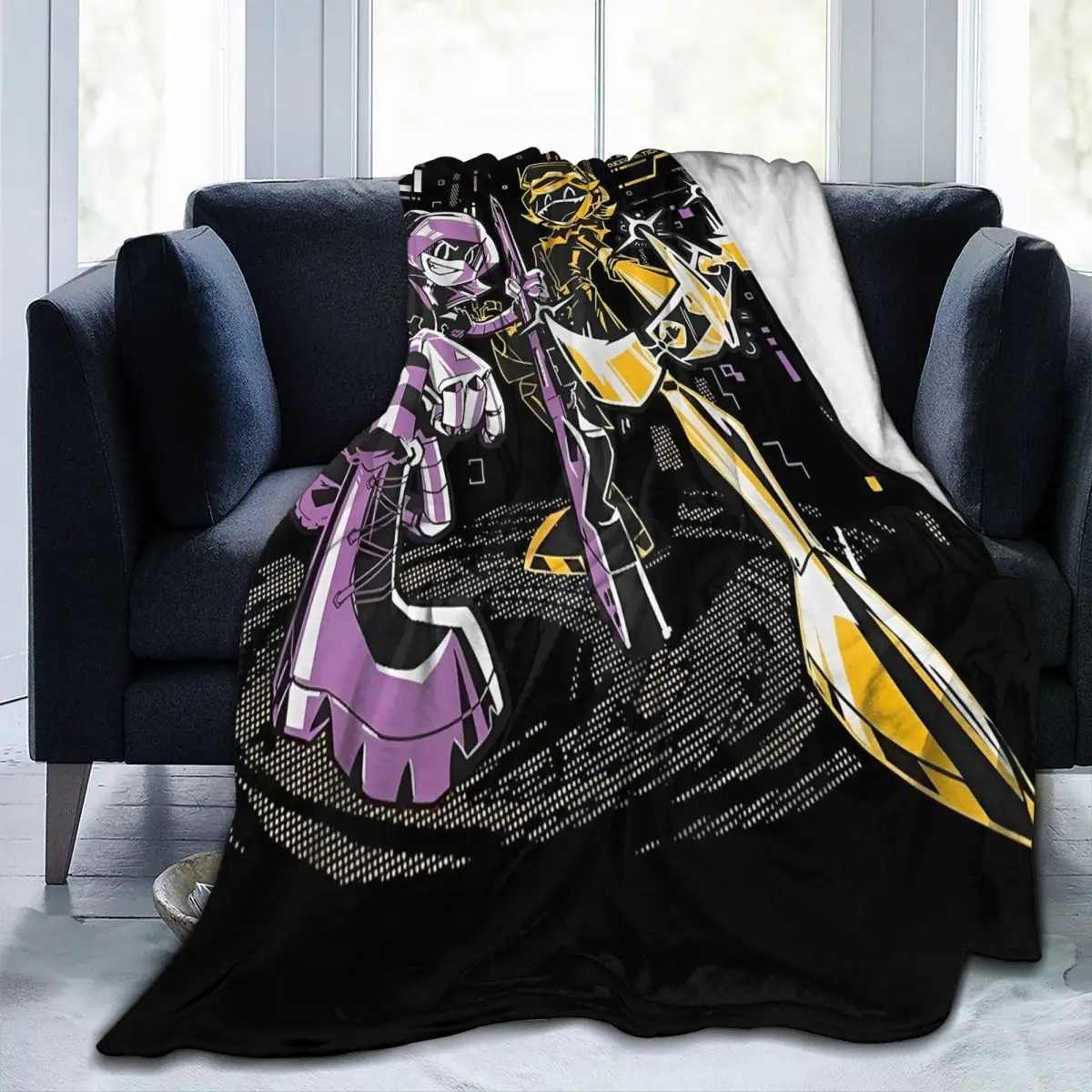 Robot Murder Drones Anime Movie Warm Soft Blankets Uzi Travel Plush Throw Blanket Fashion Chair Flannel Bedspread Sofa Bed Cover 3