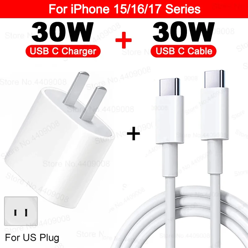 ตัวเลือกสินค้า อะแดปเตอร์ชาร์จ PD 30W สำหรับ iPhone 13/14/15/16 Pro Max และอื่นๆ